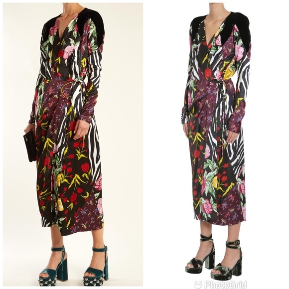 The Attico Dresses & Skirts - ATTICO VICTORIA floral SATIN AND VELVET DRESS